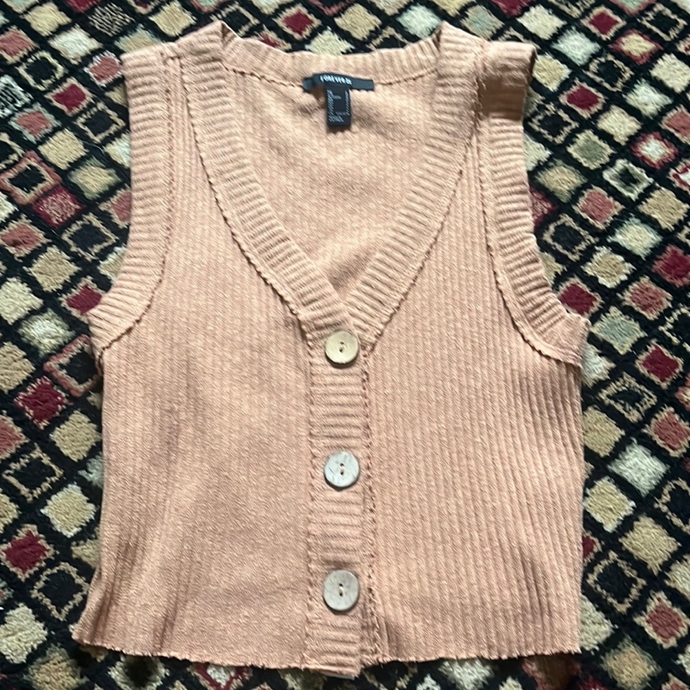 Forever 21 Caramel Button Down Crop Top